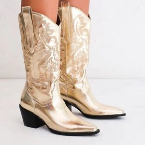 Billini Danilo Western Boot in Gold Metallic